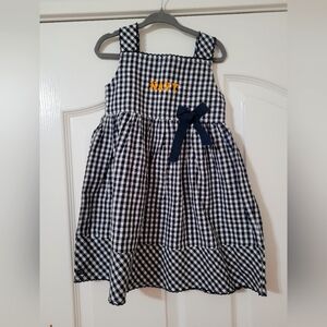 NWT GARB Tram Navy Blue Gingham Embroidered ‎ Dress